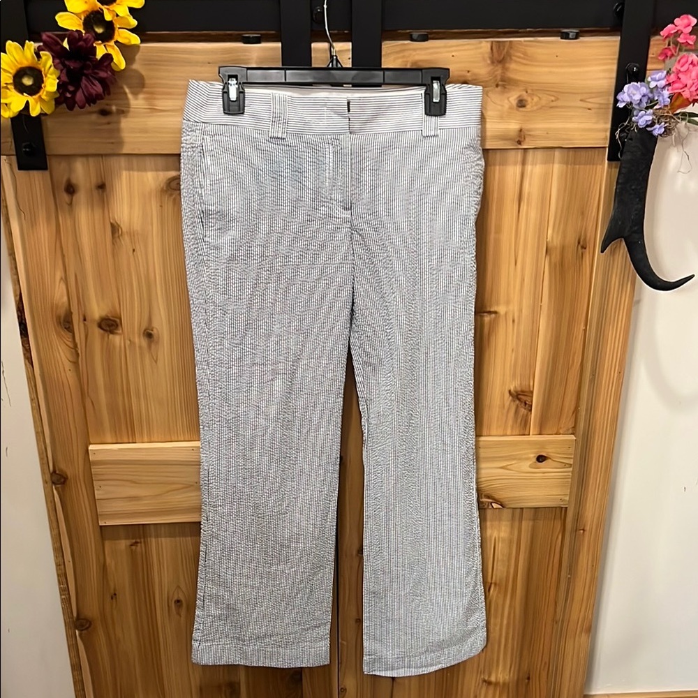 J. Crew City Fit Blue and White Striped Pants